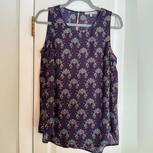 Daniel Rainn Albado crew neck blouse- print multi-color tank top size medium